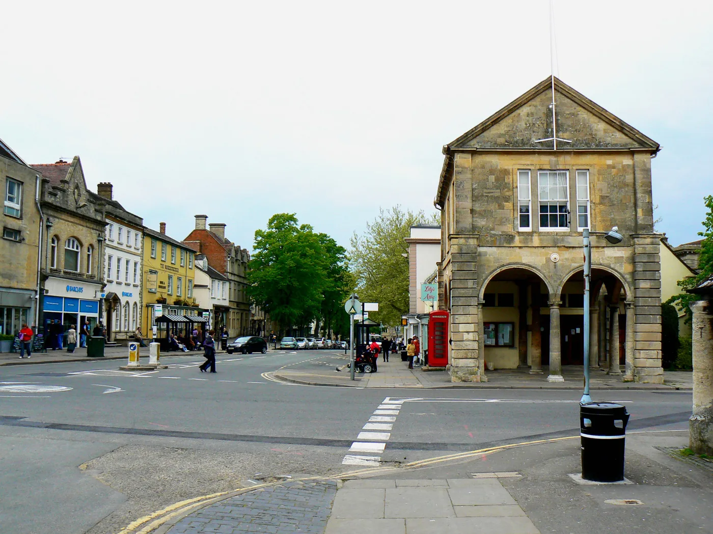 Corn Street at Market Square, Witney. The kerbside here belongs to the county council; the district's own car parks a minute away cost nothing